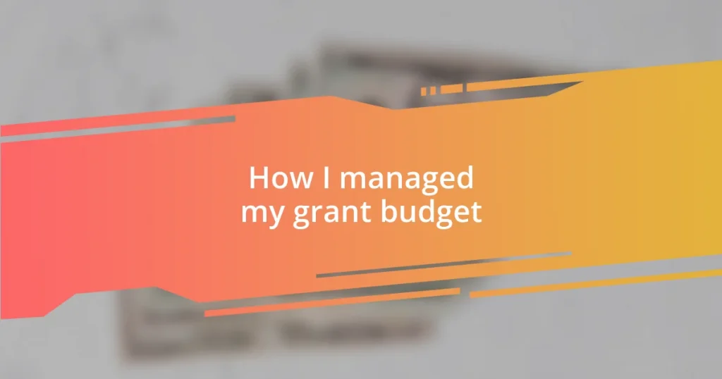 How I managed my grant budget