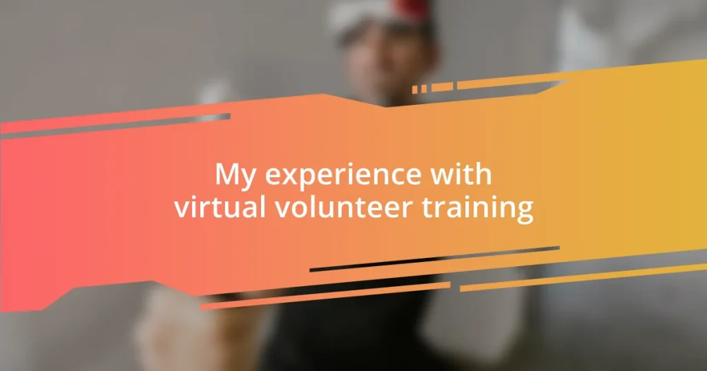 My experience with virtual volunteer training