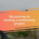 My journey to leading a community project